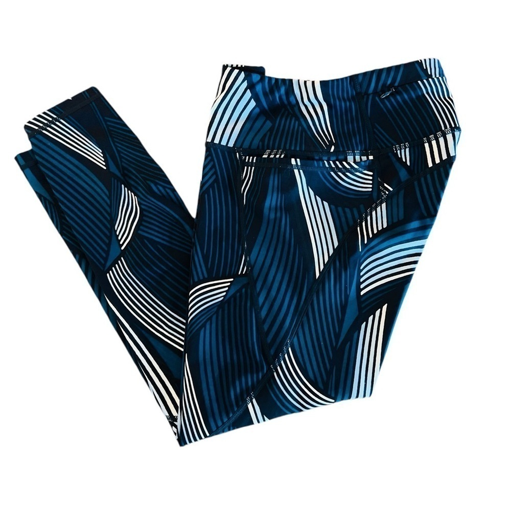 SWEATY BETTY POWER WOMEN’S ATHLETIC 7/8 LEGGINGS SIZE 4-6 BLUE ABSTRACT PATTERN